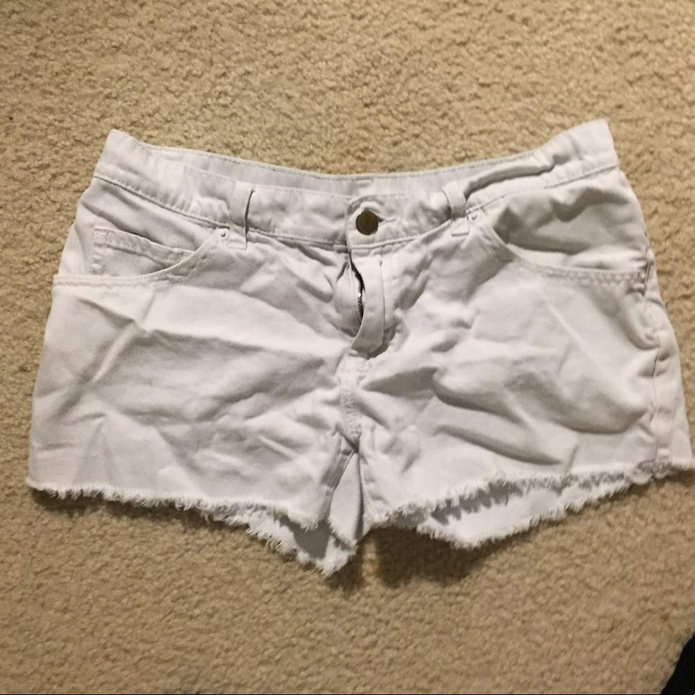 Victoria's Secret frayed white shorts