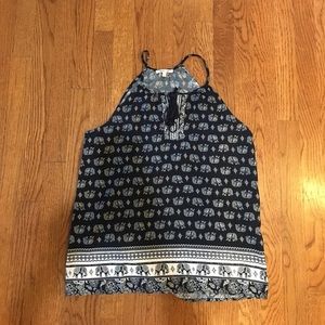 Navy Blue Elephant Print Tank Top