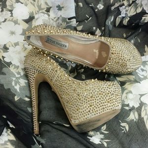 Steve Madden Gold Rhinestone Platforms
