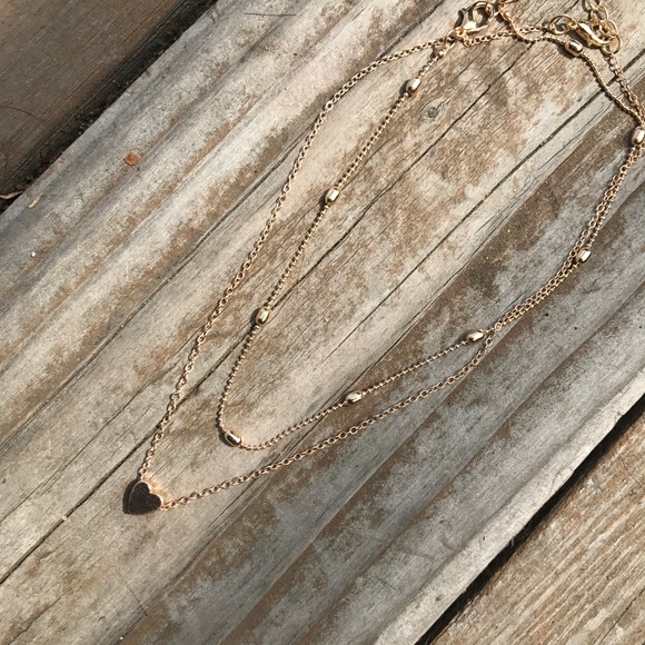 DOUBLE HEART ♡ Choker Necklace GIFT - Picture 2 of 5