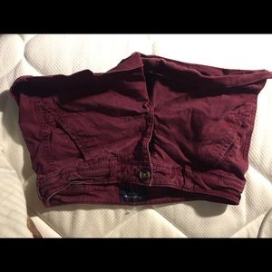 Maroon jean shorts
