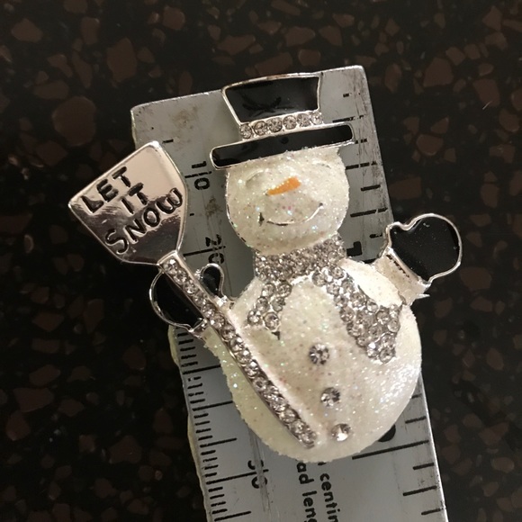 Enamel Snowman Rhinestone Christmas Brooche - Picture 3 of 3