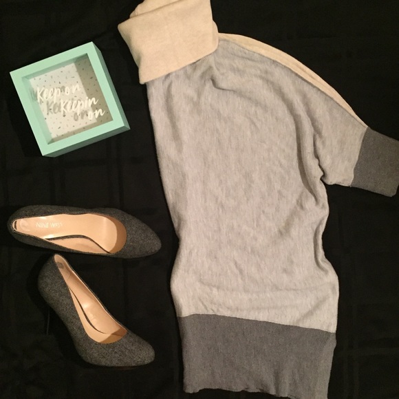 White House Black Market Sweaters - White House Black Market Cowl Neck Sweater Gray