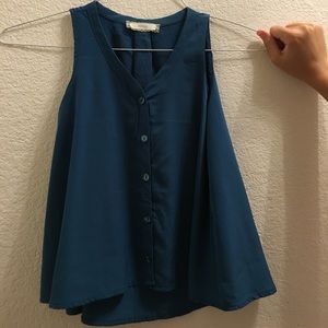 A dark blue button up top