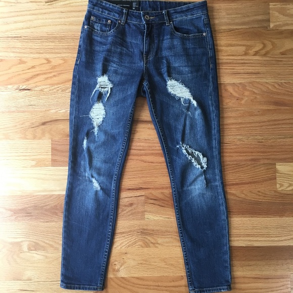 A/X Armani Exchange Denim - Armani Exchange distressed cropped skinny jeans