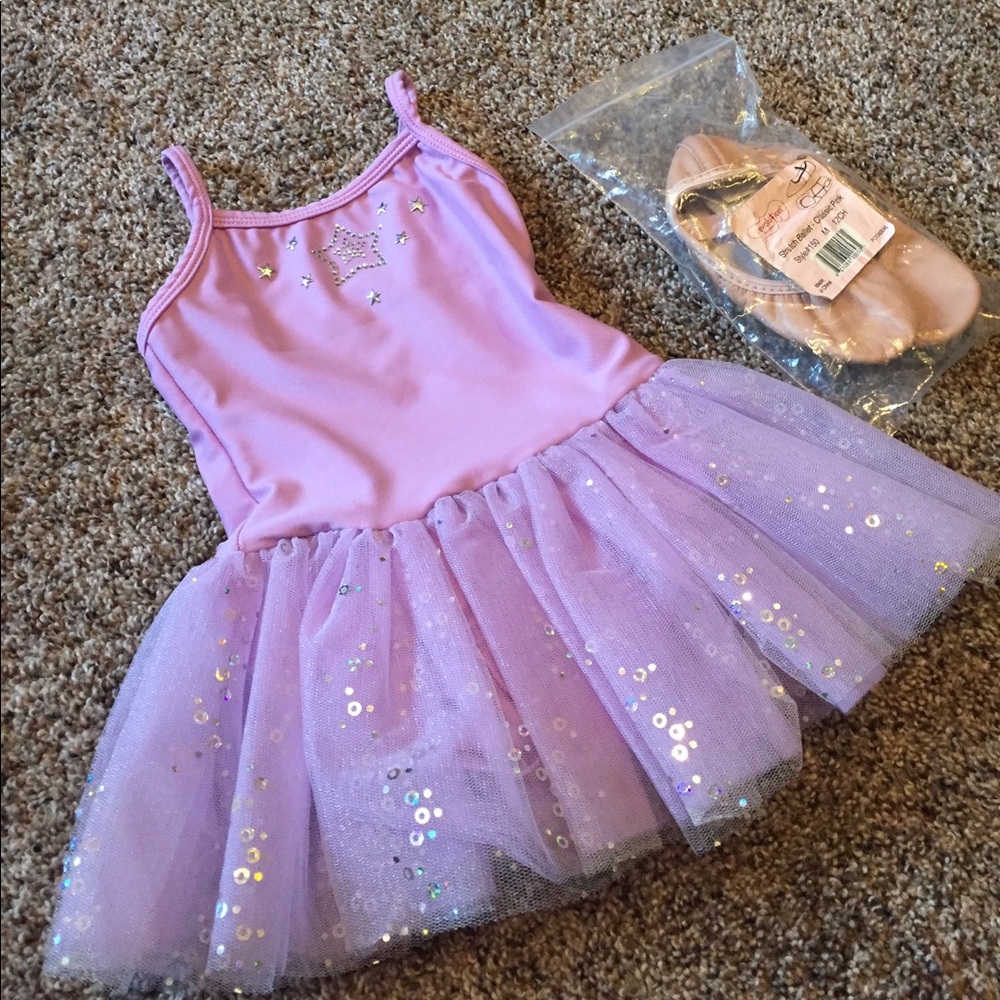 Purple Dance Outfit with Ballet Shoes