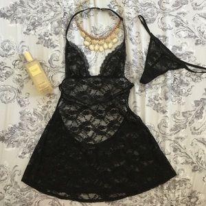 XS Black Lace Victoria's Secret slip