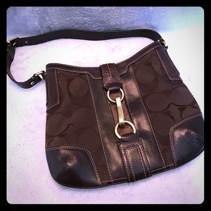 Coach Brown Logo Print Hampton Shoulder Bag