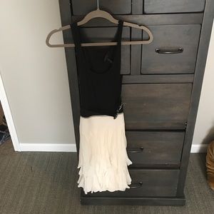 White and black BCBG dress with sequins belt