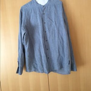 Men's blue cotton/linen shirt