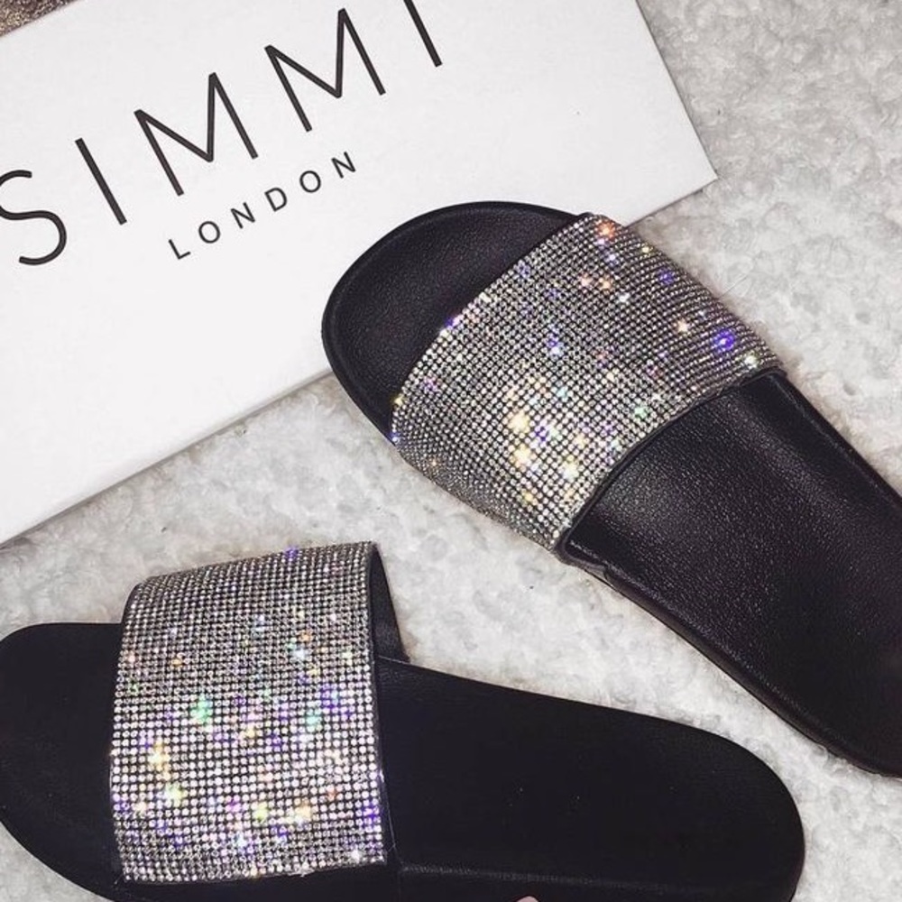 Simmi London Rhinestone Slides