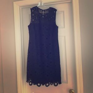 Navy Blue Lace Sleeveless Dress