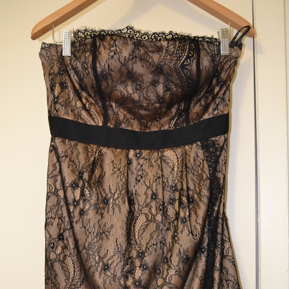 NWOT Strapless Black lace dress
