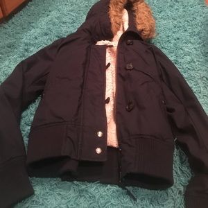 Navy Blue Uniqlo Winter Jacket w/removable fur