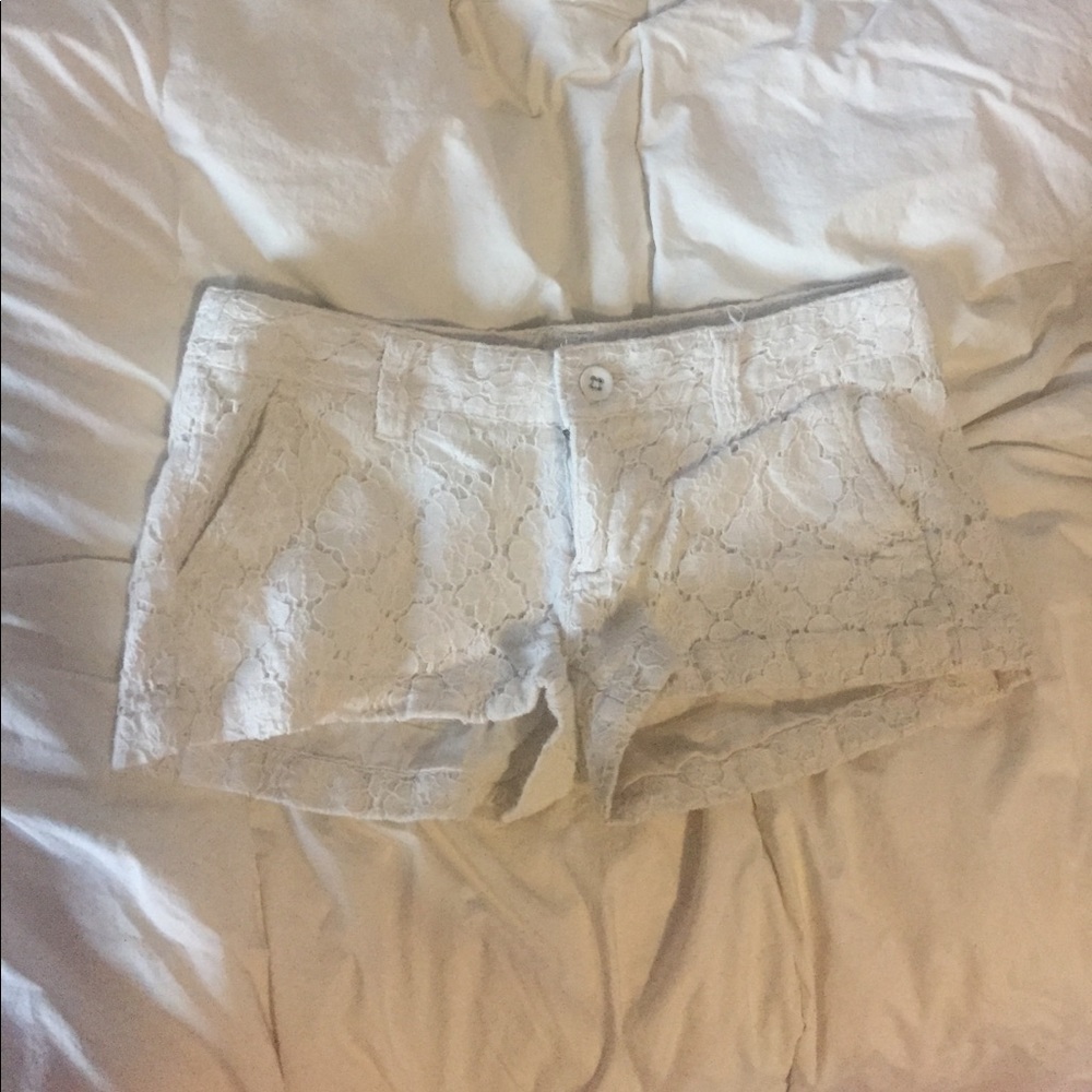 White crochet shorts