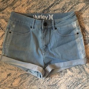 Hurley light wash high waisted shorts