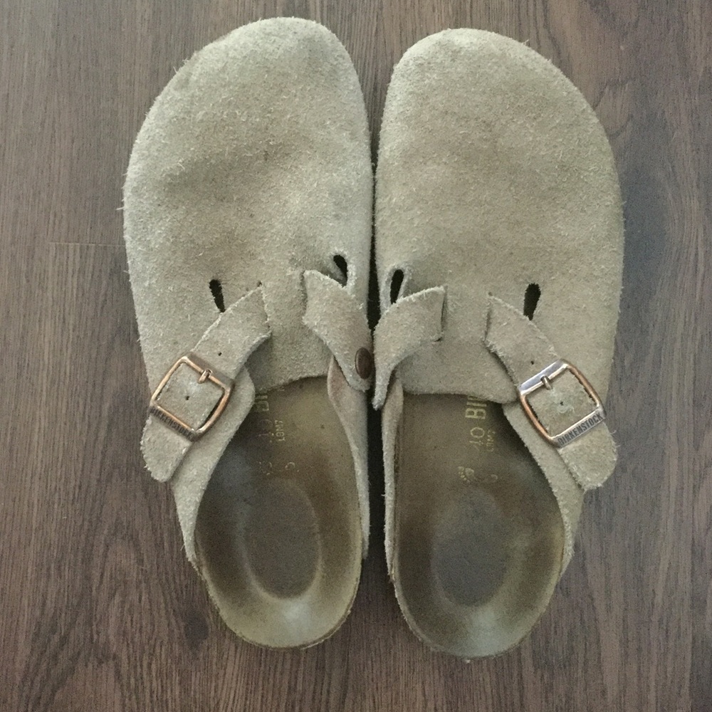 Suede Birkenstock clogs
