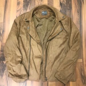 Faux suede biker jacket
