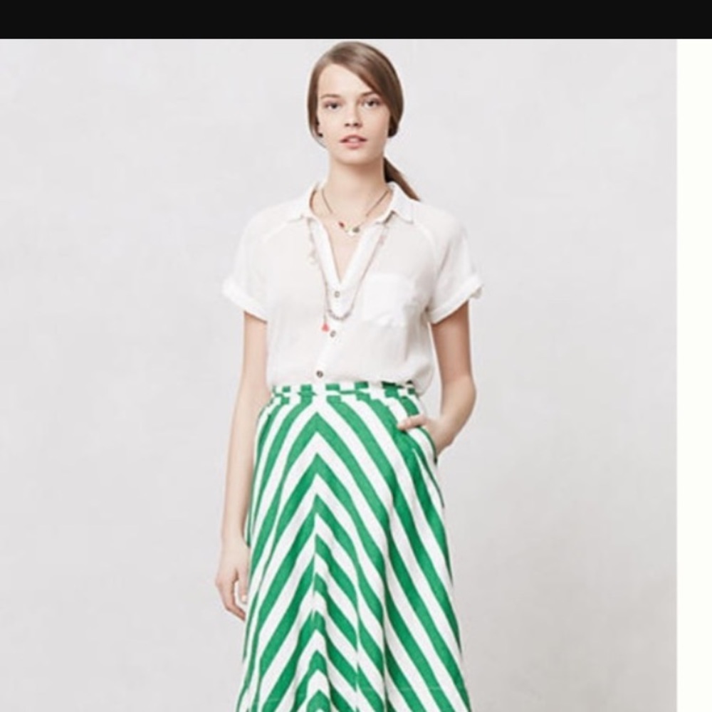 Anthropologie Spearmint Stripe Skirt Sz 4