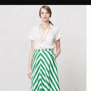Anthropologie Spearmint Stripe Skirt Sz 4