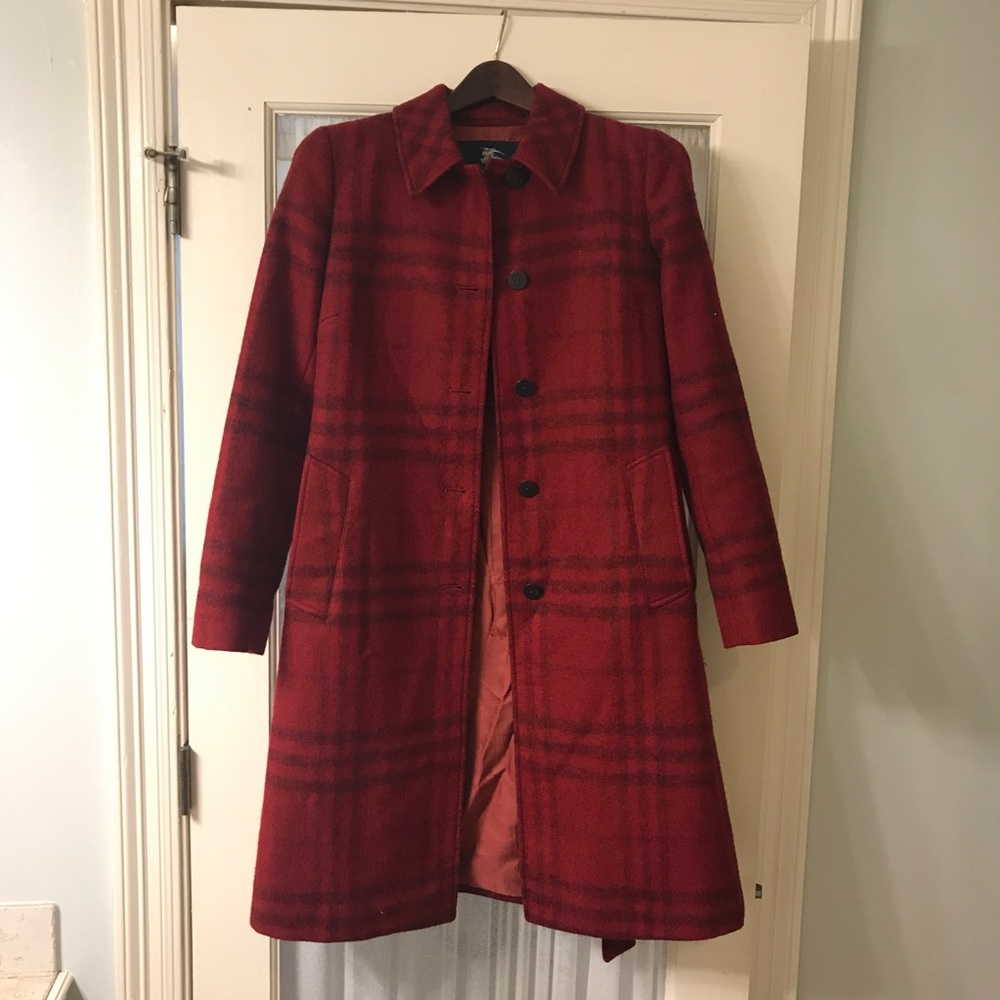Vintage Red Plaid Burberry Coat