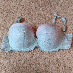 Blue rhinestoned Victoria's Secret Bra size 36D