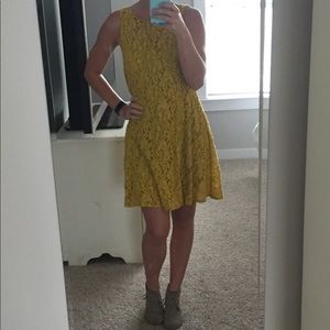 FreePeople Fall JewelTone Yellow Lace Dress Size M