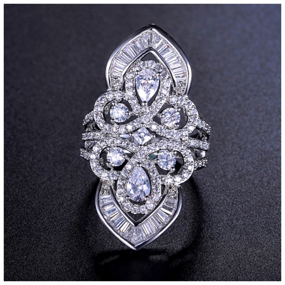 Swarovski Crystals The Elana .925 Sterling Silver Statement Ring - Picture 3 of 6
