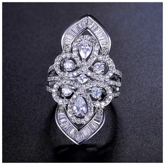 Jewelry - Swarovski Crystals The Elana .925 Sterling Silver Statement Ring
