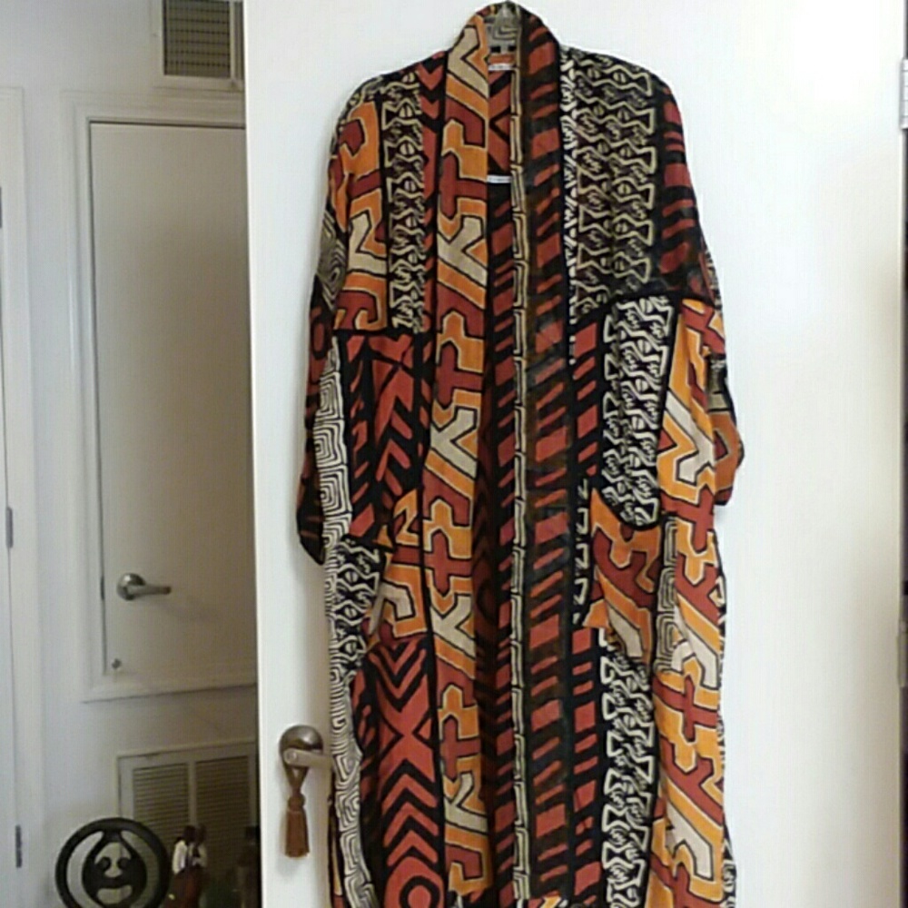 2 pc Afrocentric dress  rust,blk,beige multi