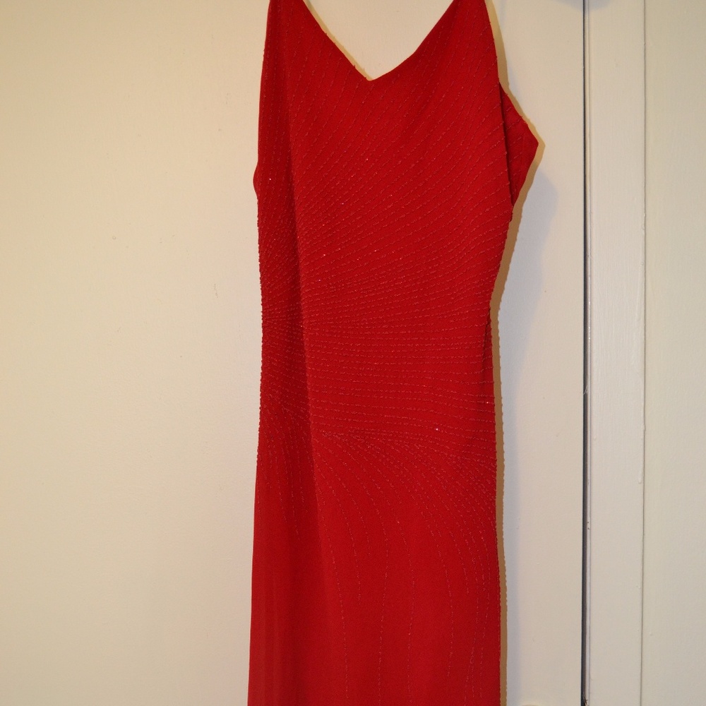 Made in the USA Dramatic Red Glitter Slip Dress