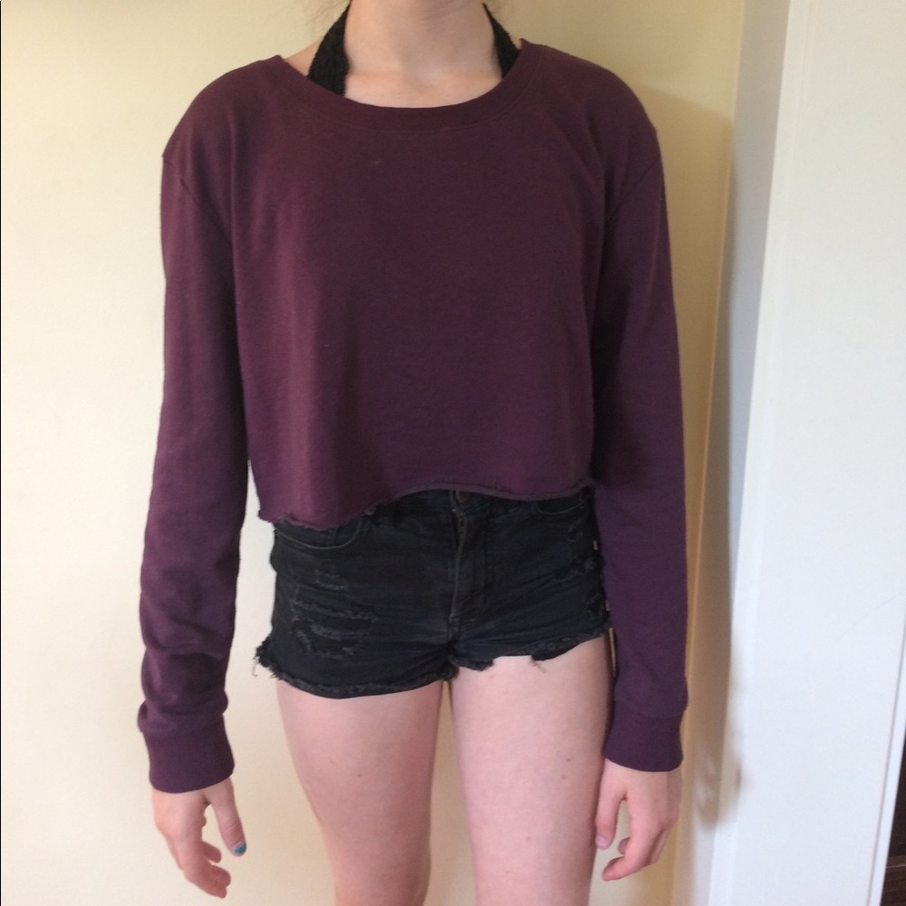 Maroon cropped sweat shirt
