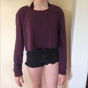 Maroon cropped sweat shirt