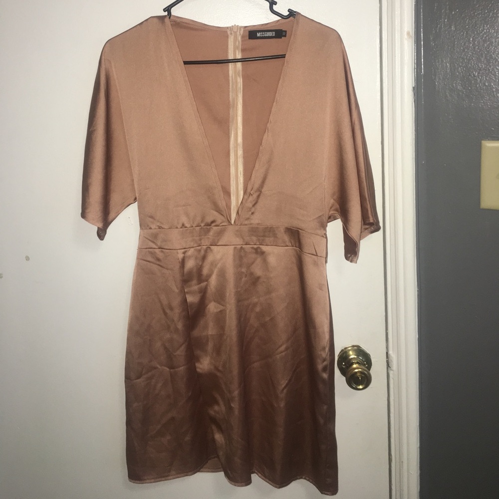 Silky Kimono Wrap Dress in Dusky Pink