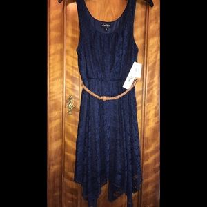 Navy lace dress with removable belt