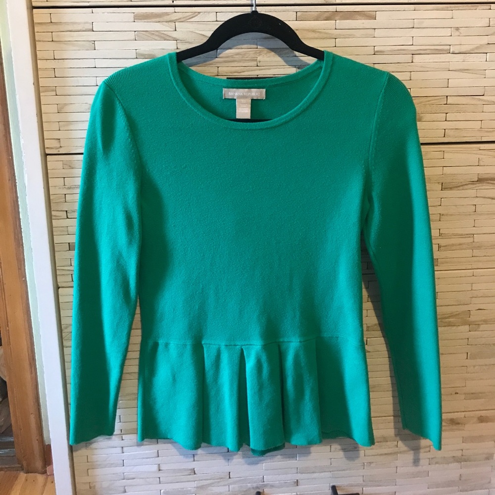 Banana Republic Green Peplum Sweater XS