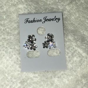 .925 sterling CZ stud flower earrings