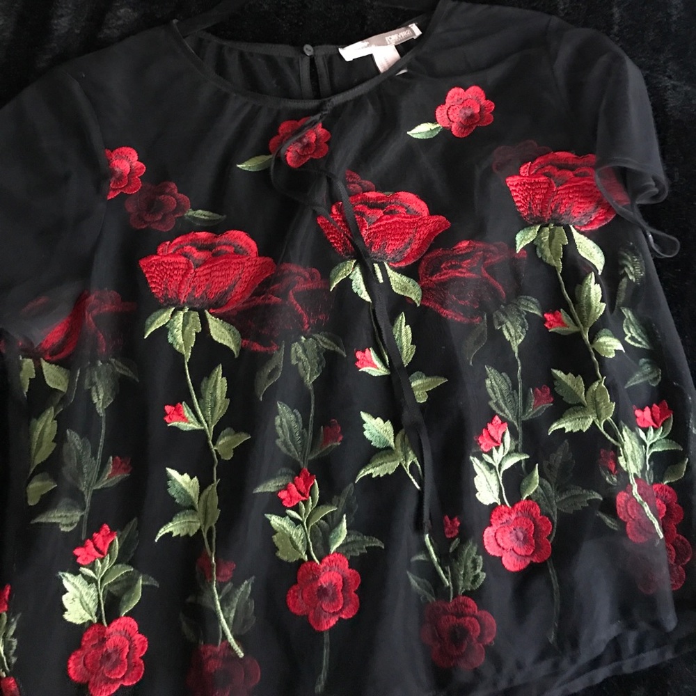 Forever 21 Rose Mesh Top