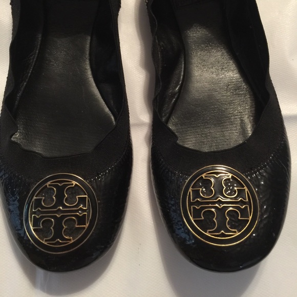 Tory Burch black patten ballet flats - Picture 1 of 4