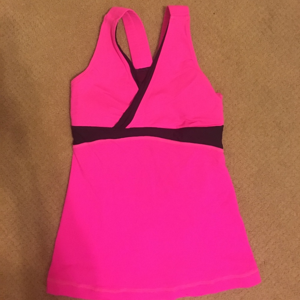 Pink and black tank top