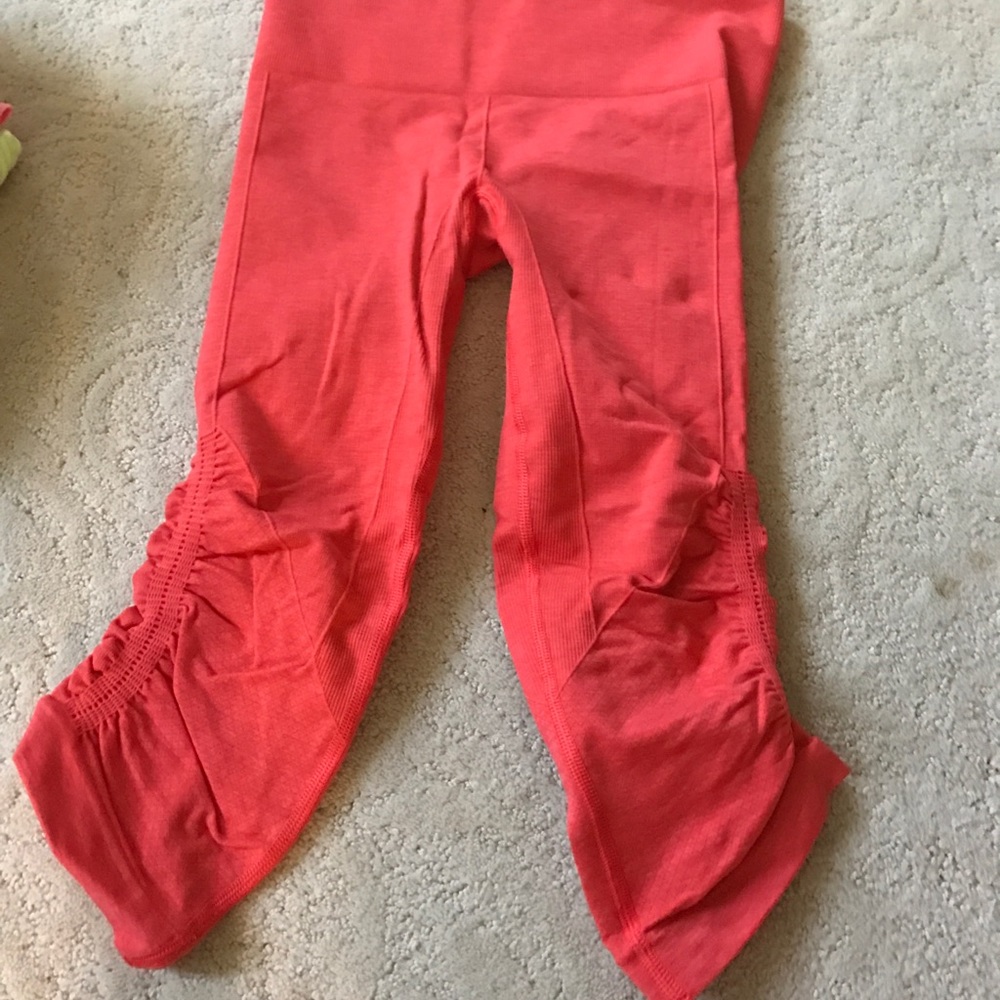 Red cropped lululemon leggings