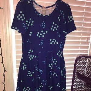 LulaRoe Amelia blue polka dots