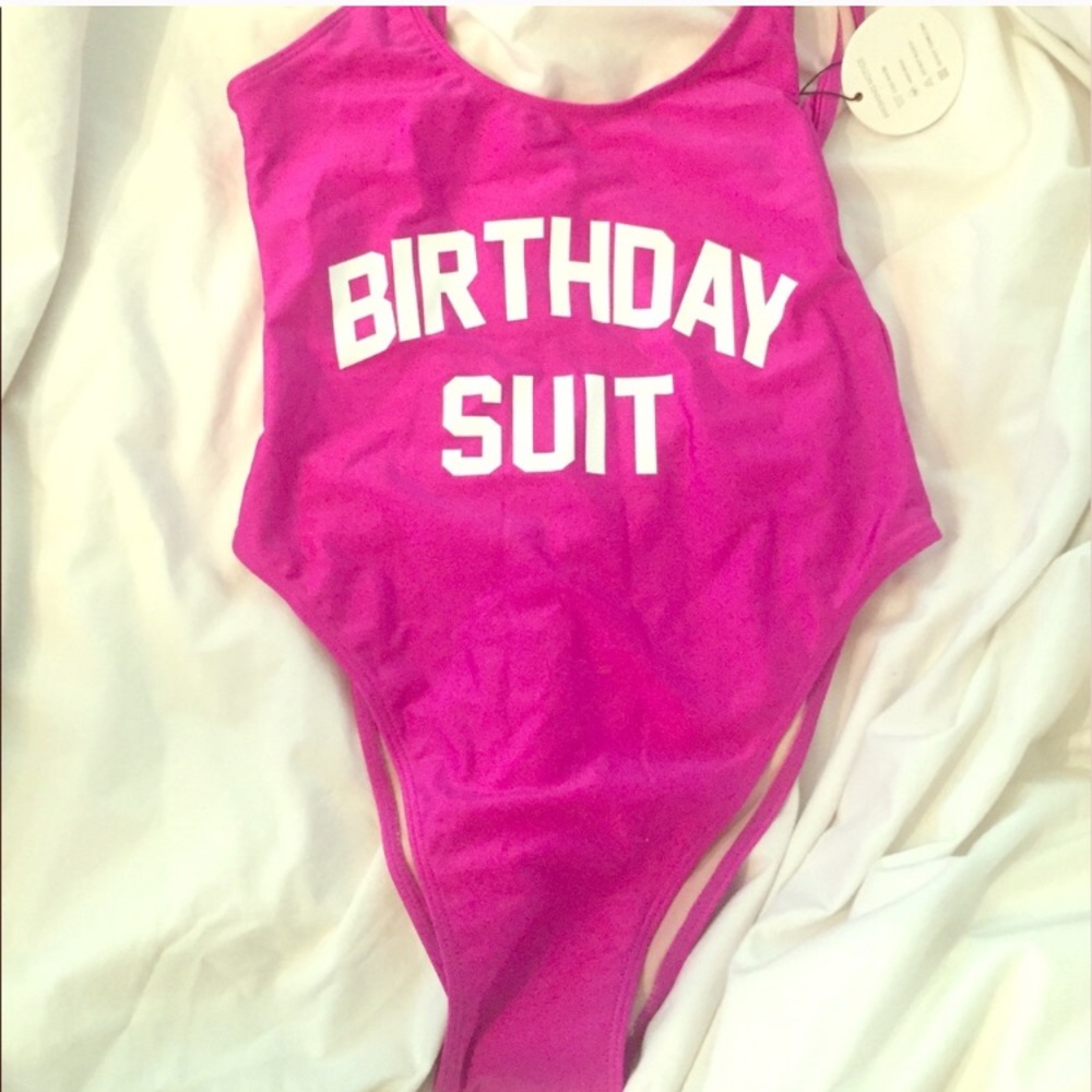 One piece Birthday suit swim suit