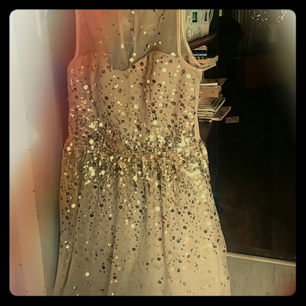 Gold sequin mini dress