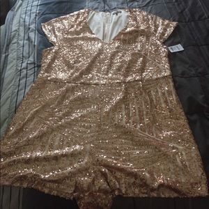 Gold sequin plus size romper