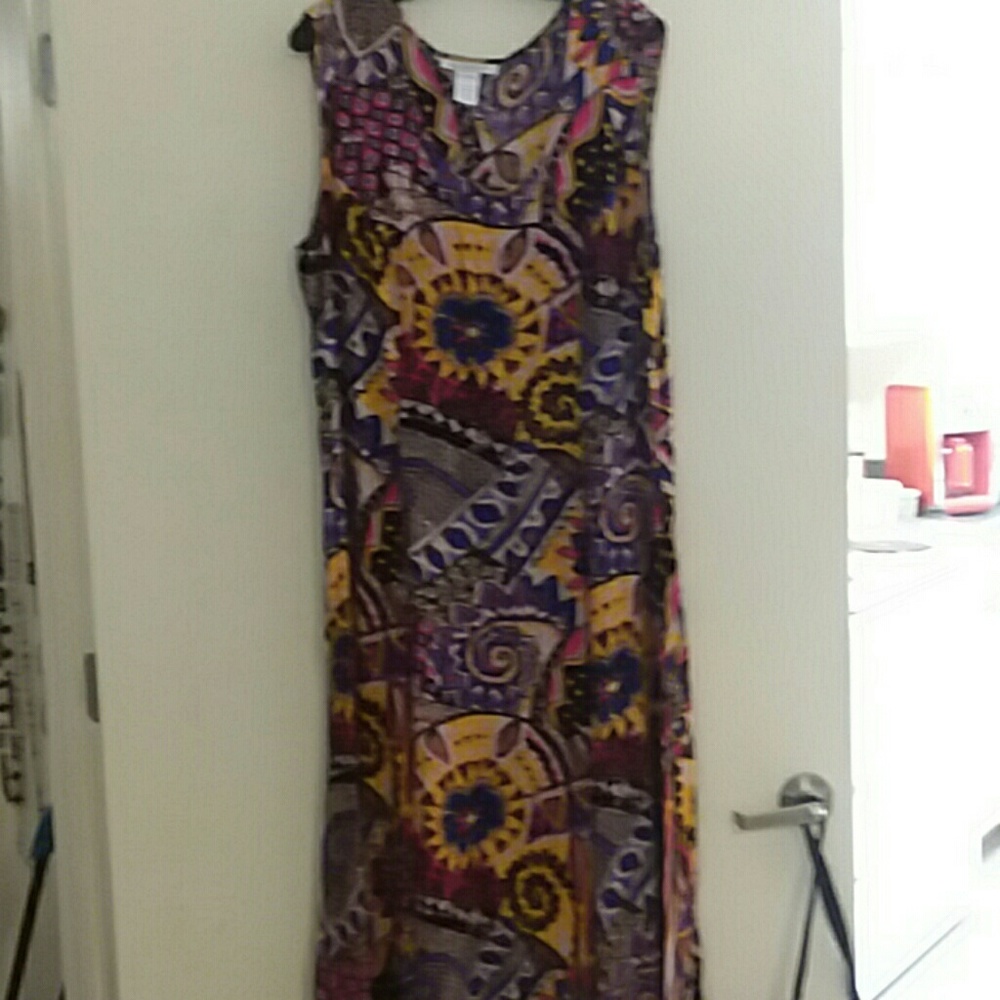 Multi cringled dress, pink,purple,yellow tan, blk