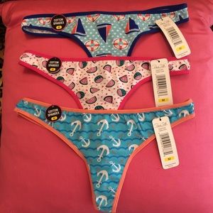 Bundle of cute cotton spandex thong panties medium