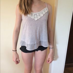 Gray with lace tank top
