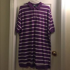 Purple and white striped Polo men's shirt