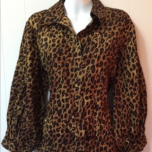 Cheetah Print Button Front Shirt New